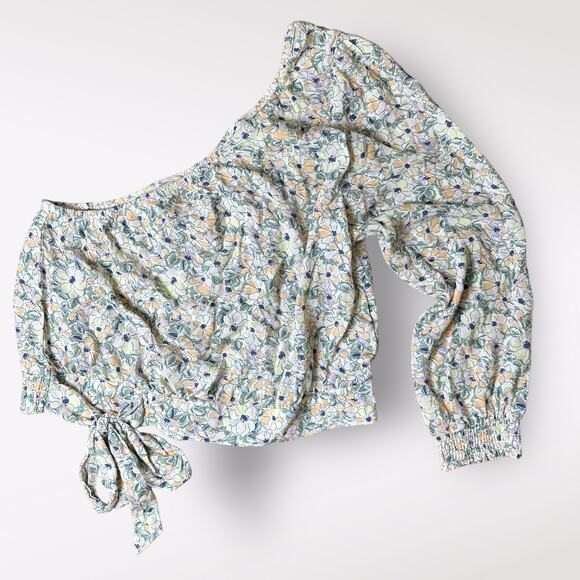 American Eagle Floral print One Shoulder‎ Crop Top NWT Size L - Picture 1 of 9